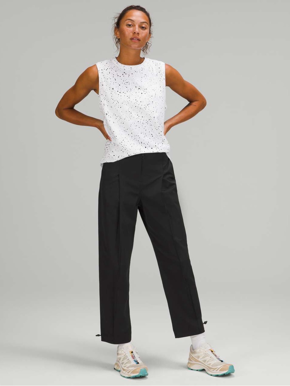 Lululemon Black Cotton-Blend Twill Trouser 7/8 Length Pants Size 28 Structured